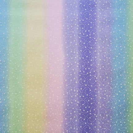 Rainbow Pastel Stars Cotton Fabric - 3 7/8th Yards