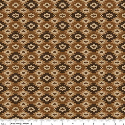 Pine Grove Geometric Brown Cotton Fabric
