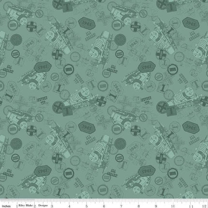 Thomas & Friends™ 80th Anniversary Tonal Toss Green Cotton Fabric