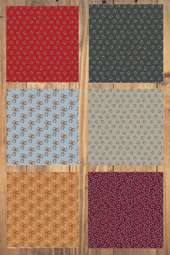 6 Fat Quarters - Assorted Horseshoes Fat Quarter Bundle