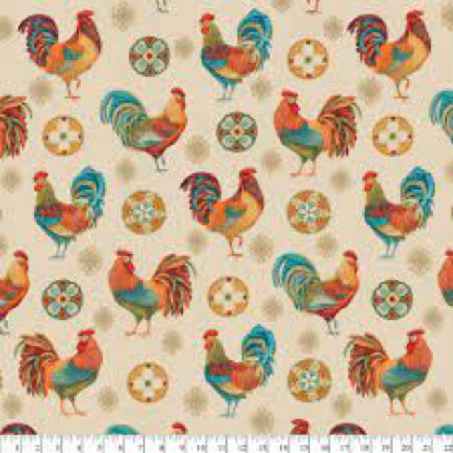 Rooster Medallion - 1 Yard Precut