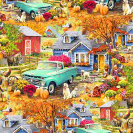 Autumn Cottage Cotton Fabric