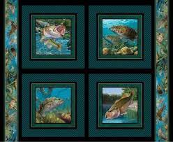 Stillwater Fish Pillow Panel Cotton Fabric