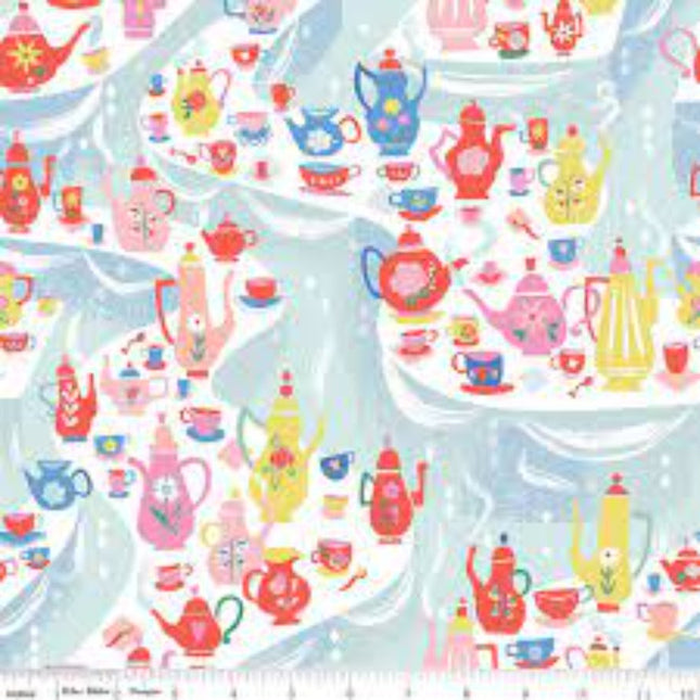 Down the Rabbit Hole Tea Party Multi Cotton Fabric Table Runner & Placemats