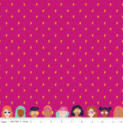 Girl Power Pink Light Bolt Cotton Fabric