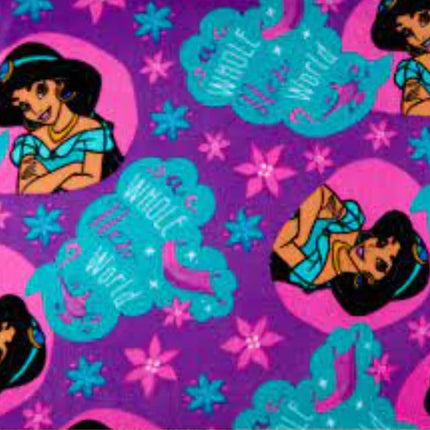 Handmade Single Layer Fleece 58"x 72" Throw Blanket "Aladdin Princess Jasmine A Whole New World ”