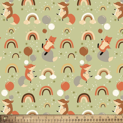 Foxes and Rainbows Flannel Fabric