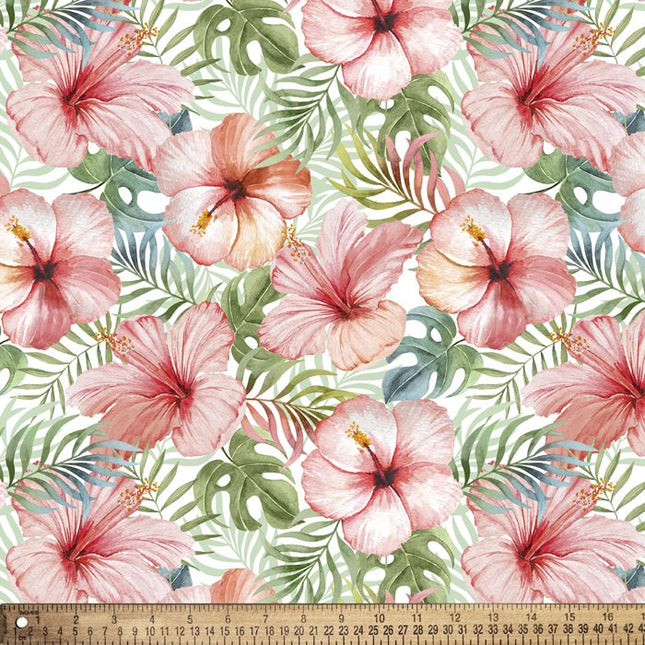Tropical Blush Floral Cotton Fabric
