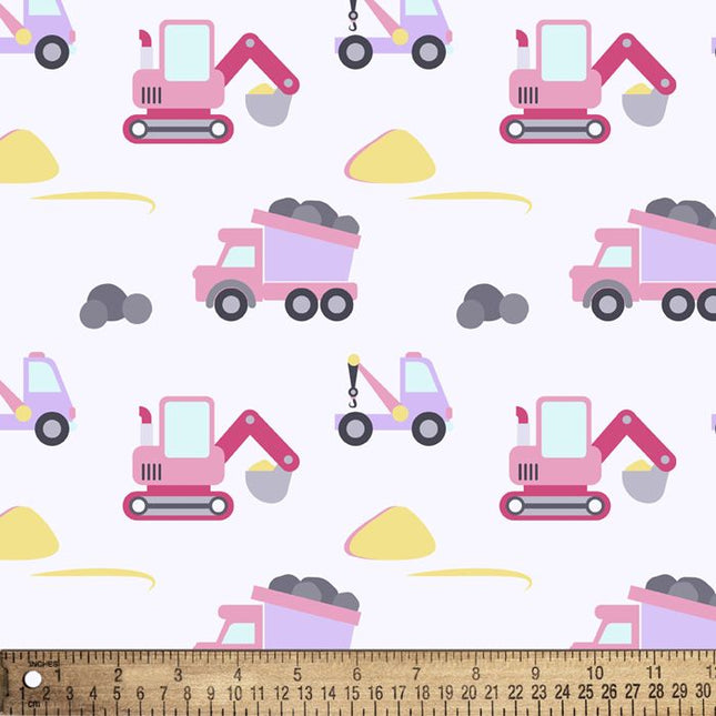 Pillowcase - Baby Construction Pink Flannel