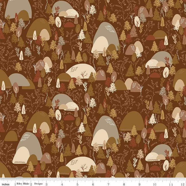 Pillowcase - Let's Wander Mountain Music Brown Cotton