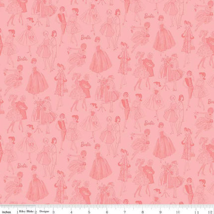 Barbie Vintage Tonal Pink Cotton Fabric
