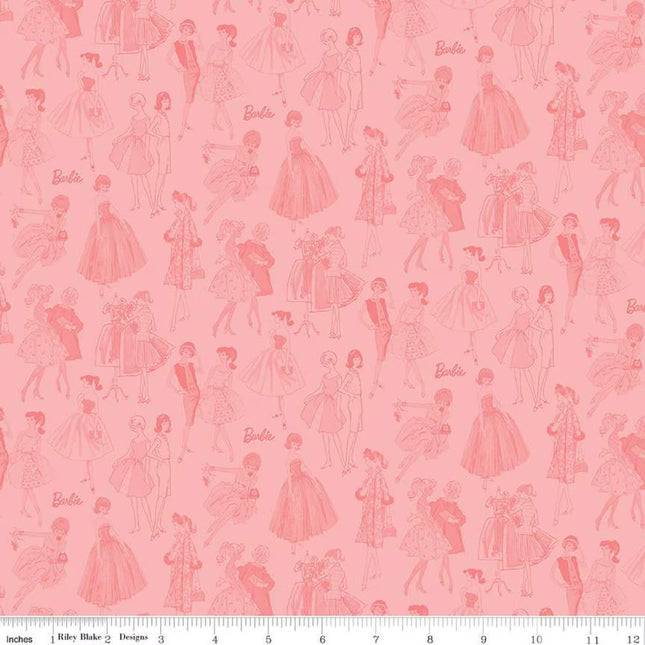Barbie Vintage Tonal Pink Cotton Fabric