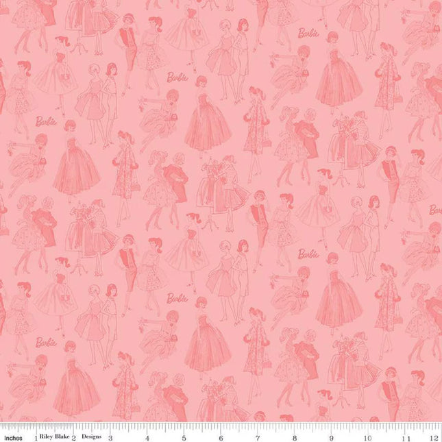 Barbie Vintage Tonal Pink Cotton Fabric Curtain