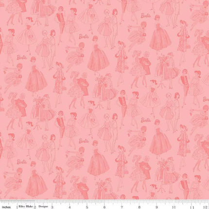 Barbie Vintage Tonal Pink Cotton Fabric Table Runner & Placemats