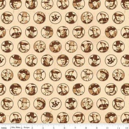 John Wayne American West Circles Cream Cotton Fabric