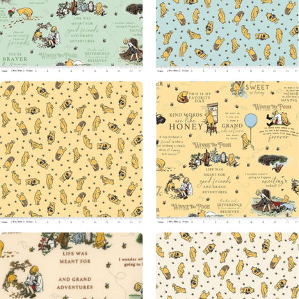 6 Half Yards -Assorted Winnie The Pooh Flannel Half Yard Bundle