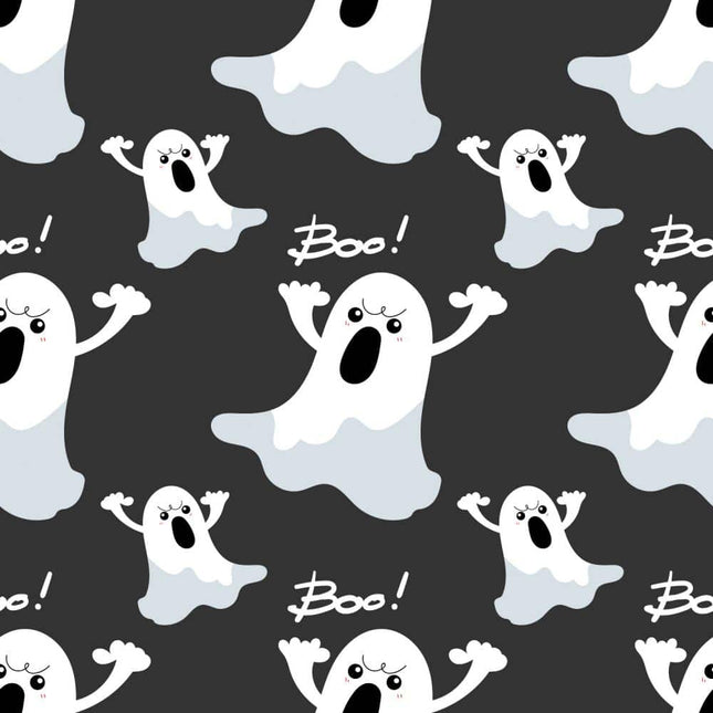 Boo! Allover - Black Cotton Fabric