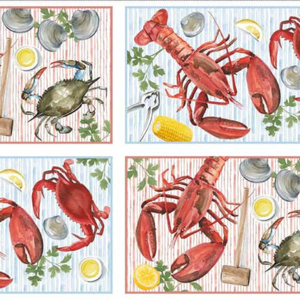 Seaside Boil 24" Placemat Panel Cotton Fabric