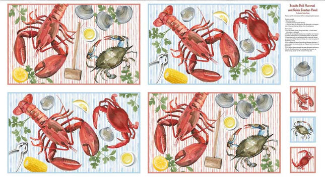 Seaside Boil 24" Placemat Panel Cotton Fabric