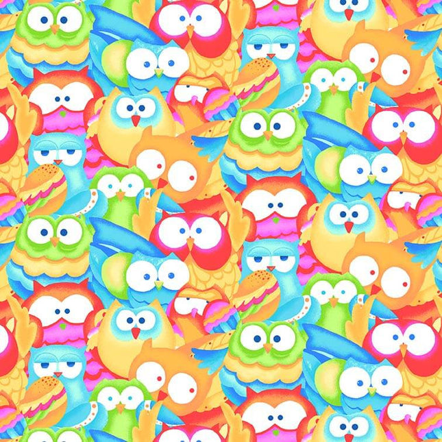 Packed Owls Multi Flannel Fabric