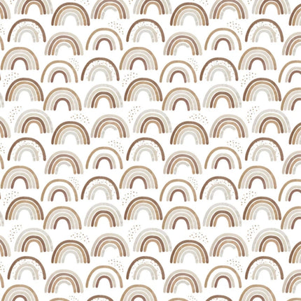 Neutral Rainbows White Flannel Fabric