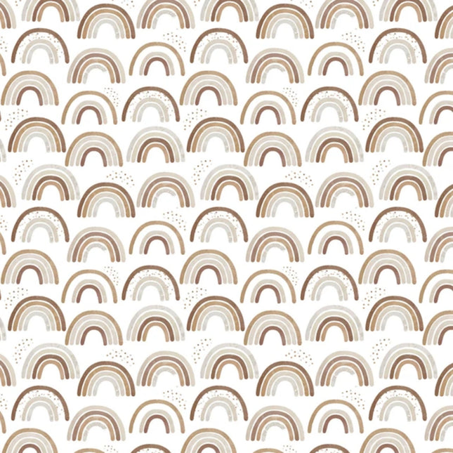 Neutral Rainbows White Flannel Fabric