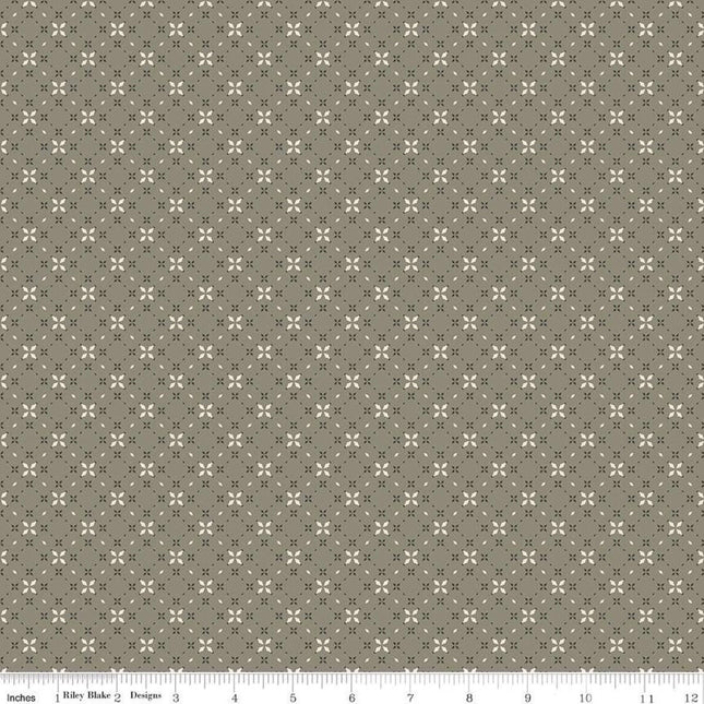 Evening on the Prairie Geo Floral Green Cotton Fabric