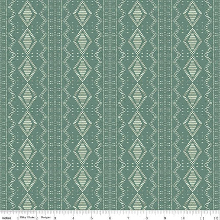 Winged Medley Textile Teal Cotton Fabric