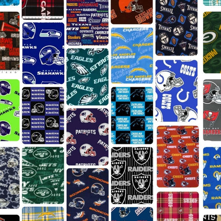 Handmade Single Layer 58"x 72" Fleece Throw Blanket "Assorted NFL ” 5 Bundle