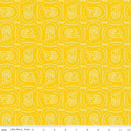 FFA Forever Blue 2 Farm Patch Yellow Cotton Fabric