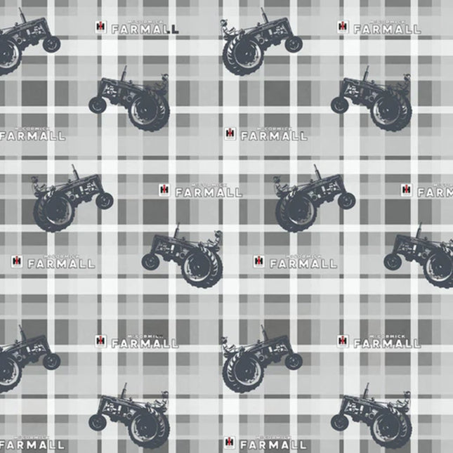 Farmall Plaid Gray Cotton Fabric