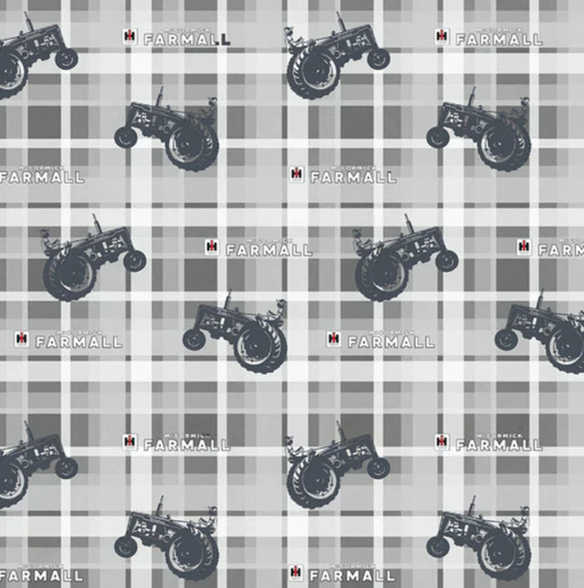 Farmall Plaid Gray Cotton Fabric