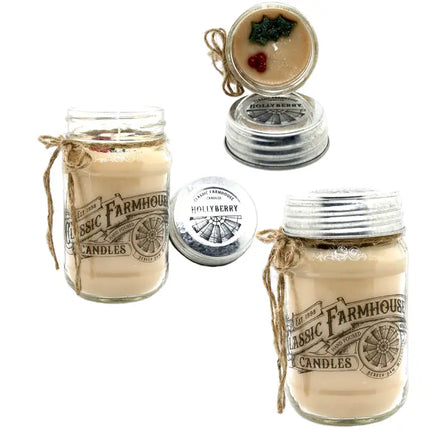 Hollyberry 14 oz Mason Jar Candle