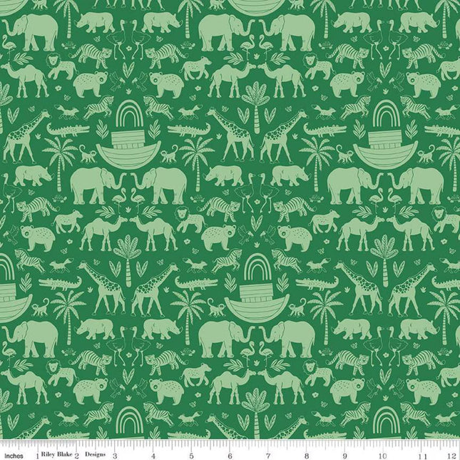 Two by Two Ark Adventures Green Cotton Fabric