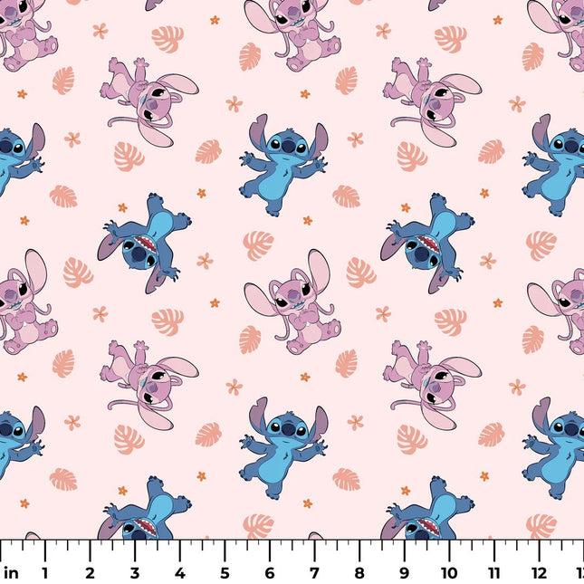 Disney Stitch & Angel Soft Tropics Cotton Fabric