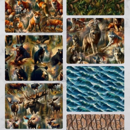 7 Half Yards -Assorted Wilderness Song Wildlife Cotton Half Yard Bundle