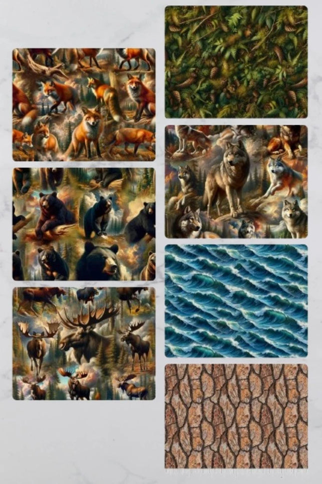 7 Half Yards -Assorted Wilderness Song Wildlife Cotton Half Yard Bundle