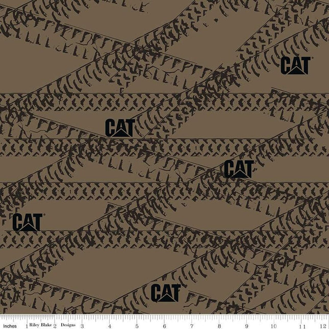 Caterpillar® 100 Years Tracks Khaki Cotton Fabric