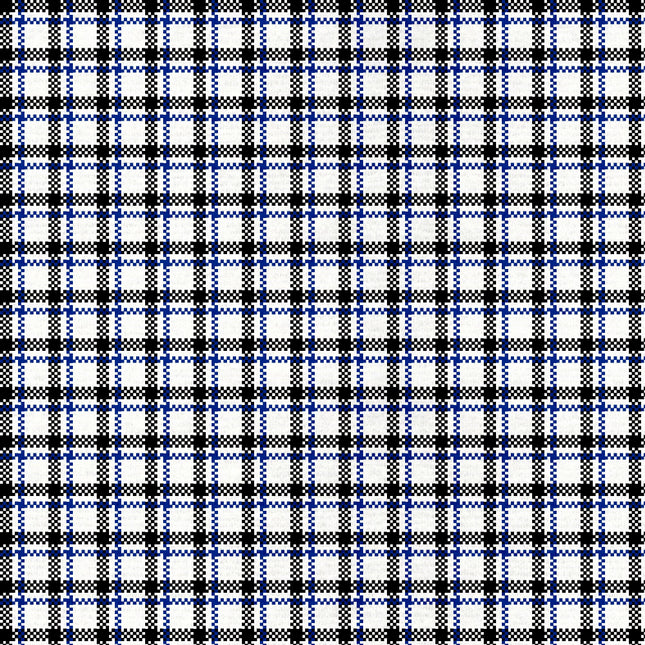 Blue Black & White Plaid Flannel Fabric