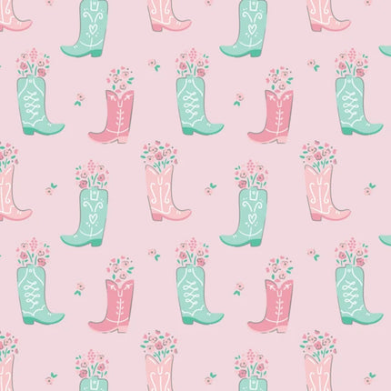 Boots in Bloom Pink Flannel Fabric