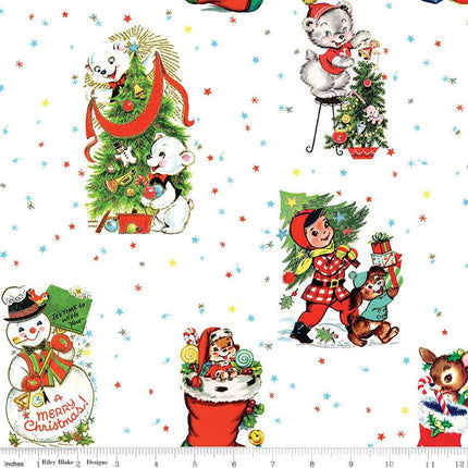 Jingle Bells Main White Cotton Fabric