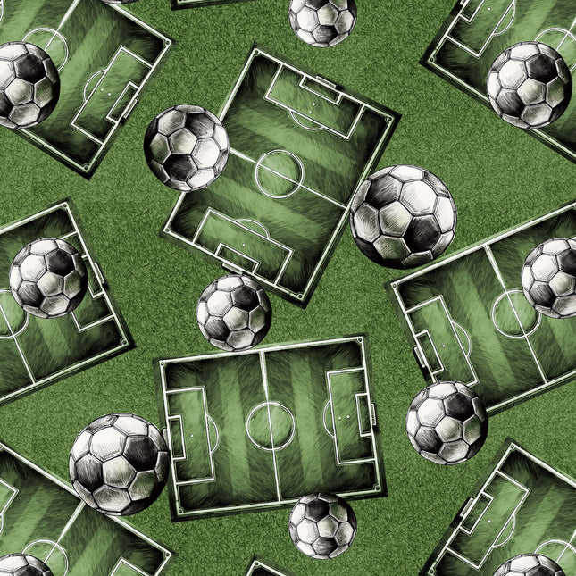 Goalbound Soccer Fields and Soccer Balls Cotton Fabric