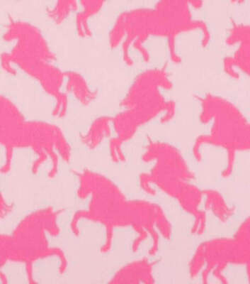 Unicorn on Pink Fleece Fabric