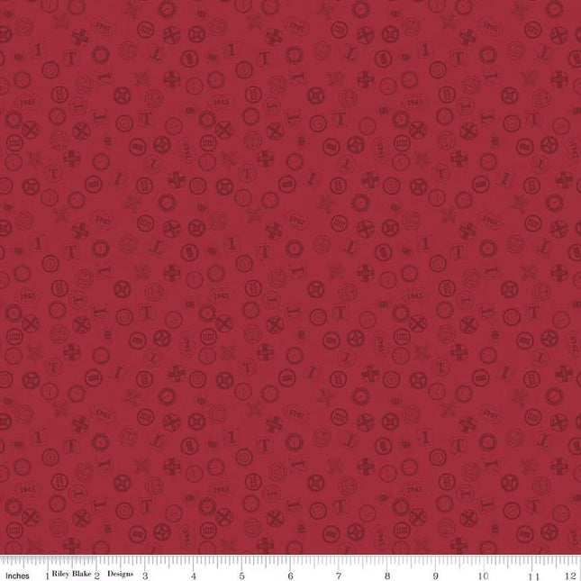 Thomas & Friends™ 80th Anniversary Railroad Signs Red Cotton Fabric
