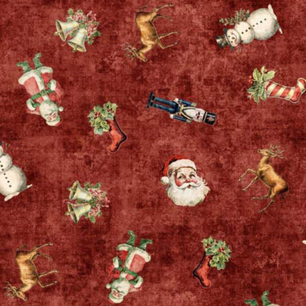 Wonderful Christmastime Christmas Toss Light Brick Cotton Fabric