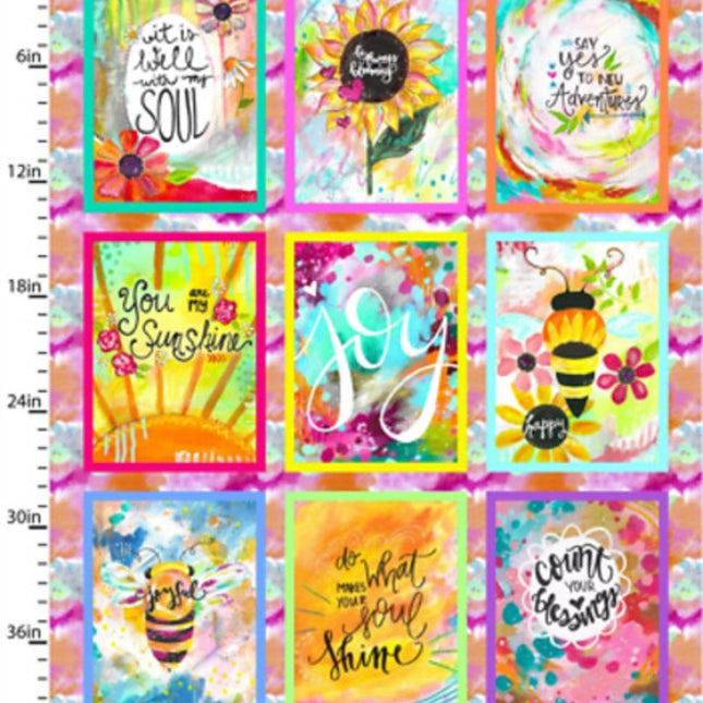 Joy Blooms Panel Cotton Fabric by the Bolt - 15 Panels