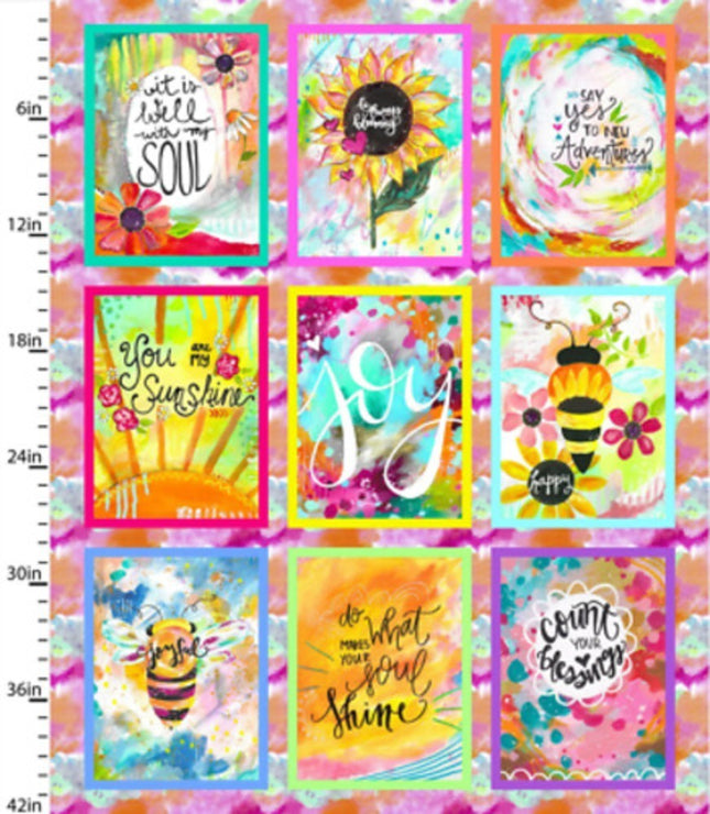 Joy Blooms Panel Cotton Fabric by the Bolt - 15 Panels