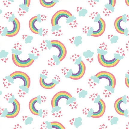Rainbows & Hearts Flannel Fabric
