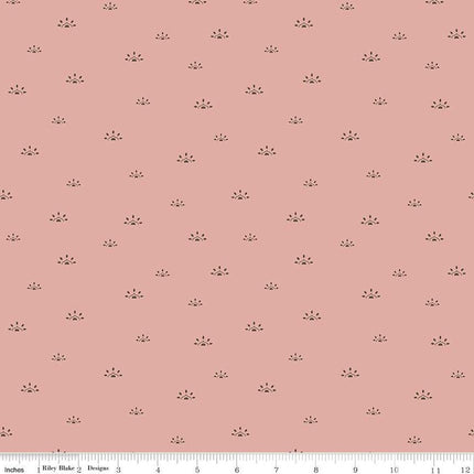 Winged Medley Woodblock Dusty Rose Cotton Fabric