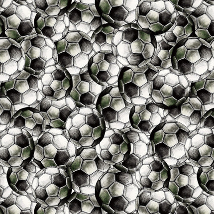 Goalbound Soccer Ball Collage Cotton Fabric